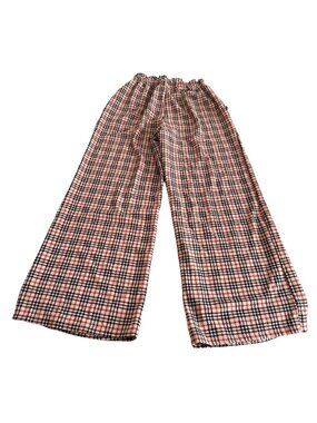 Lark + Grey Women's Medium Beige Houndstooth Wide Leg Pants